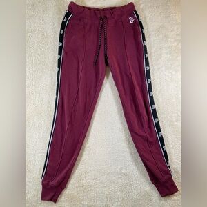 PINK Victoria's Secret Joggers Women’s Size XS Burgundy Leg Logo Pockets